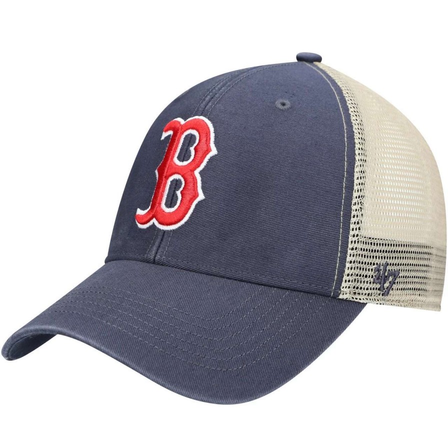 Team * | Men'S Boston Red Sox '47 Navy/Natural Flagship Washed Mvp Trucker Snapback Hat