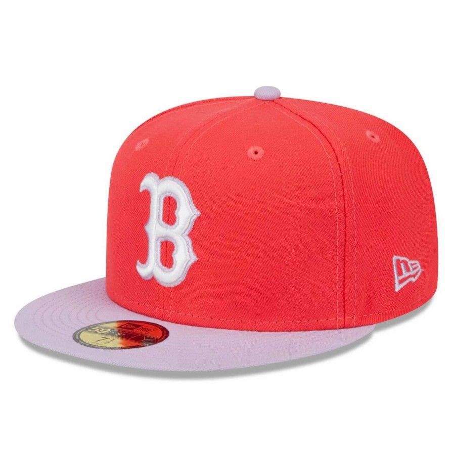 Team * | Men'S Boston Red Sox New Era Red/Lavender Spring Color Two-Tone 59Fifty Fitted Hat