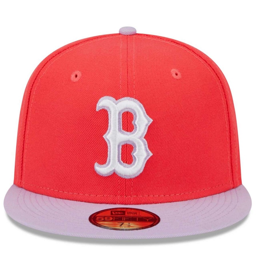 Team * | Men'S Boston Red Sox New Era Red/Lavender Spring Color Two-Tone 59Fifty Fitted Hat