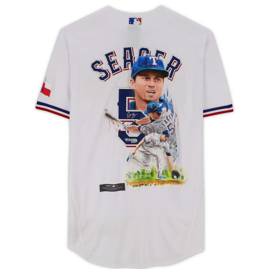 Collectibles & Memorabilia * | Corey Seager Texas Rangers Autographed Fanatics Authentic White Nike Authentic Jersey Art By David Arrigo Limited Edition Of 1