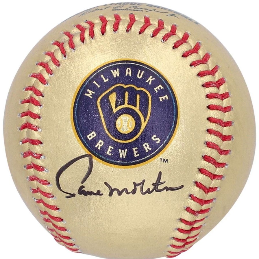 Collectibles & Memorabilia * | Autographed Milwaukee Brewers Paul Molitor Fanatics Authentic Gold Leather Baseball