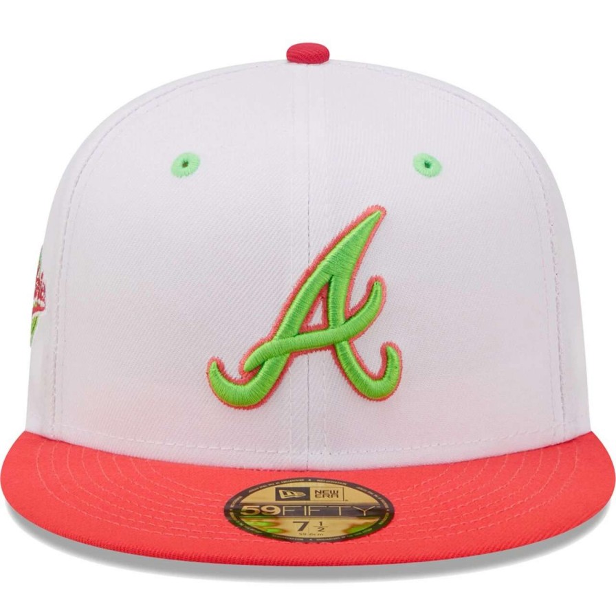 Team * | Men'S Atlanta Braves New Era White/Coral 1995 World Series Strawberry Lolli 59Fifty Fitted Hat