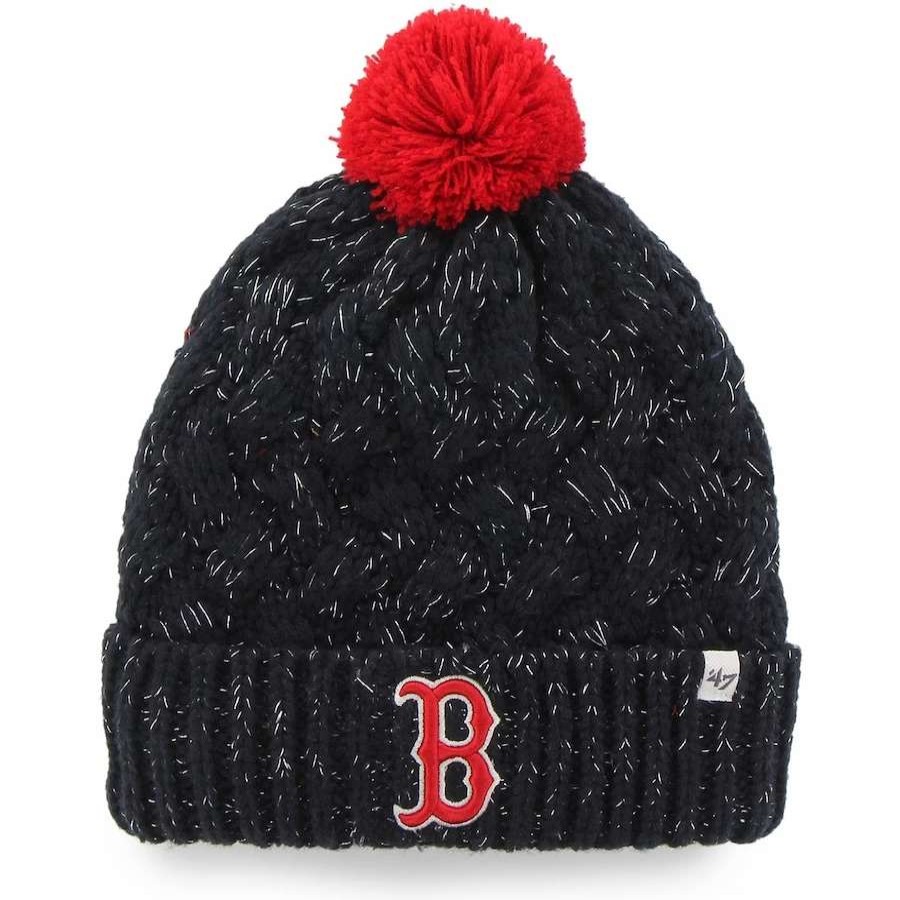 Team * | Women'S Boston Red Sox '47 Navy Knit Cuffed Hat With Pom