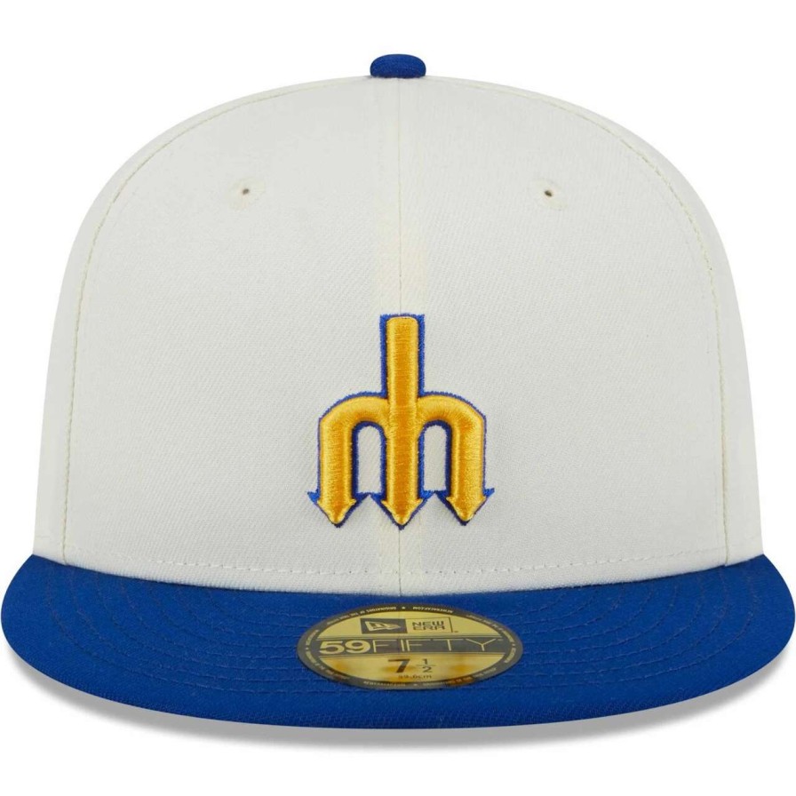 Team * | Men'S Seattle Mariners New Era Stone/Royal Retro 59Fifty Fitted Hat