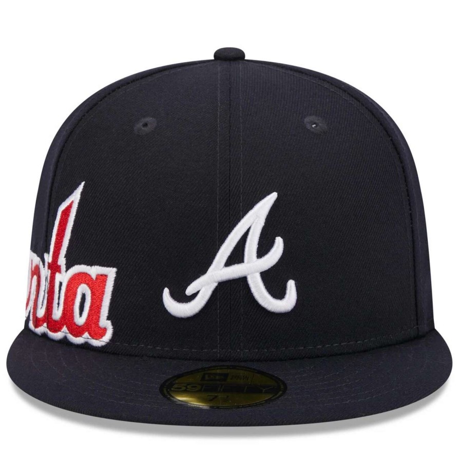 Team * | Men'S Atlanta Braves New Era Navy Arch 59Fifty Fitted Hat