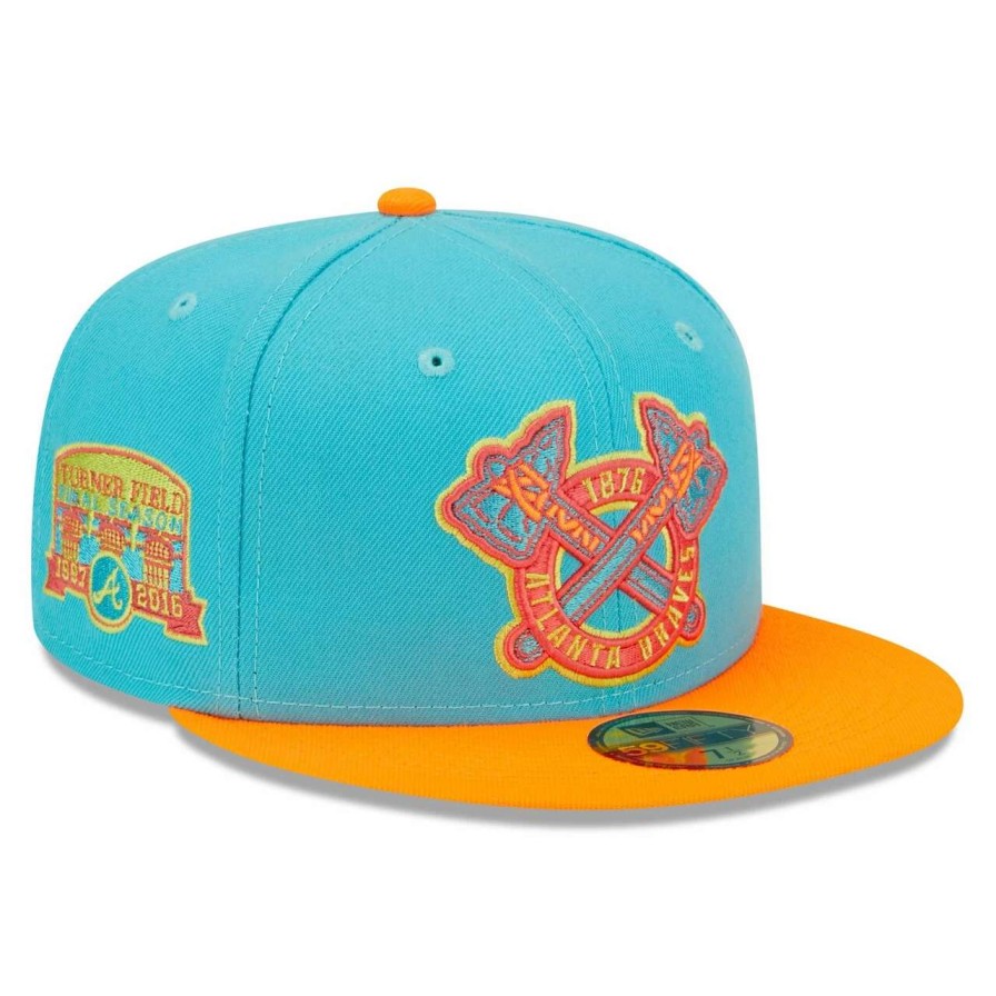 Team * | Men'S Atlanta Braves New Era Blue/Orange Vice Highlighter 59Fifty Fitted Hat