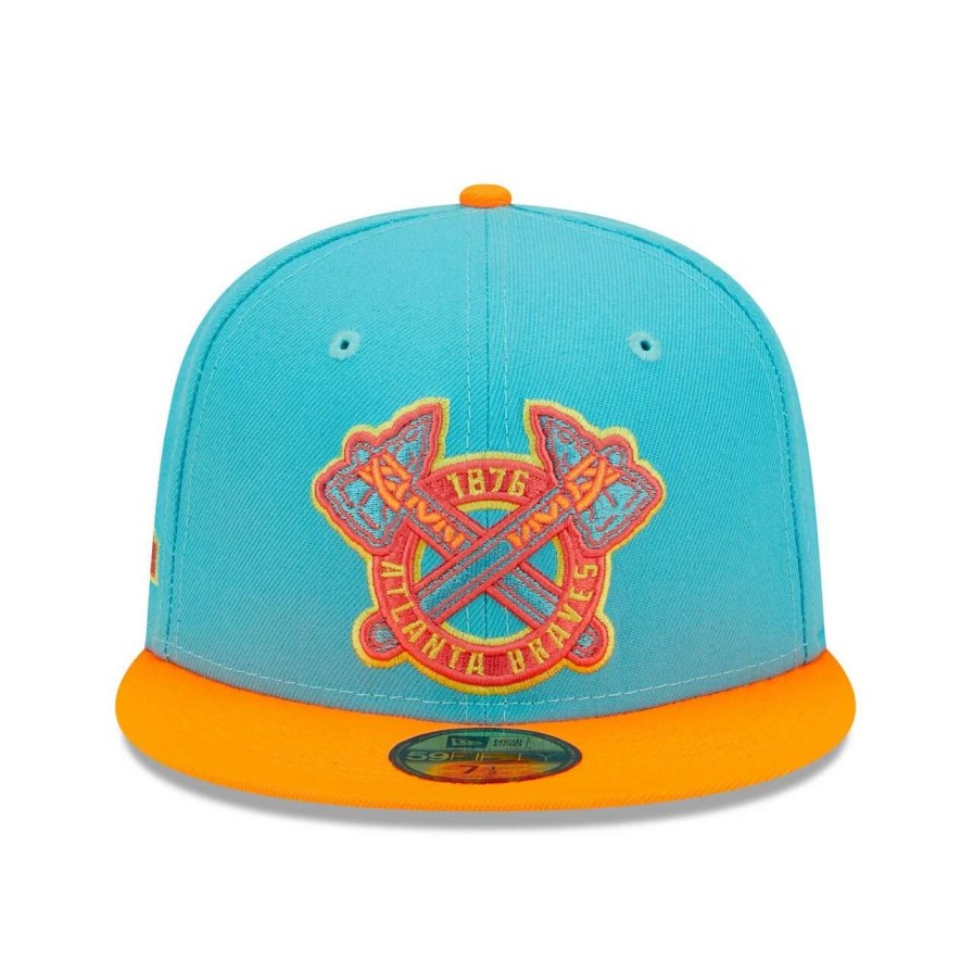 Team * | Men'S Atlanta Braves New Era Blue/Orange Vice Highlighter 59Fifty Fitted Hat