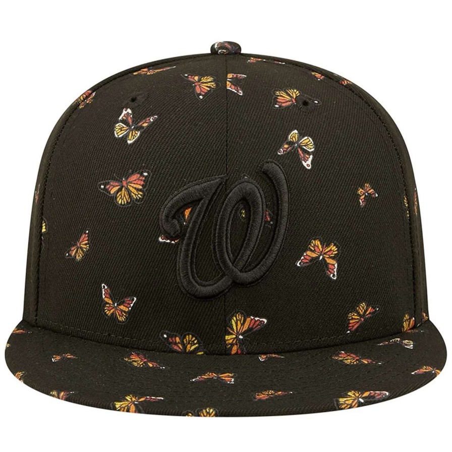 Team * | Men'S Washington Nationals New Era Black Flutter 59Fifty Fitted Hat