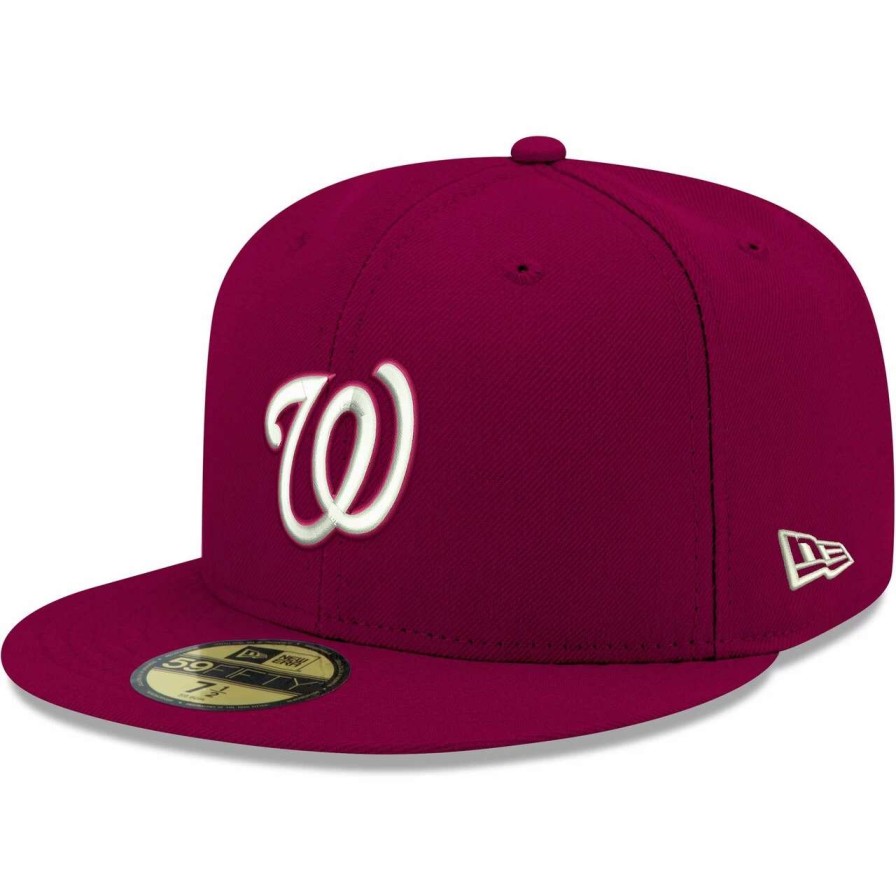 Team * | Men'S Washington Nationals New Era Cardinal White Logo 59Fifty Fitted Hat