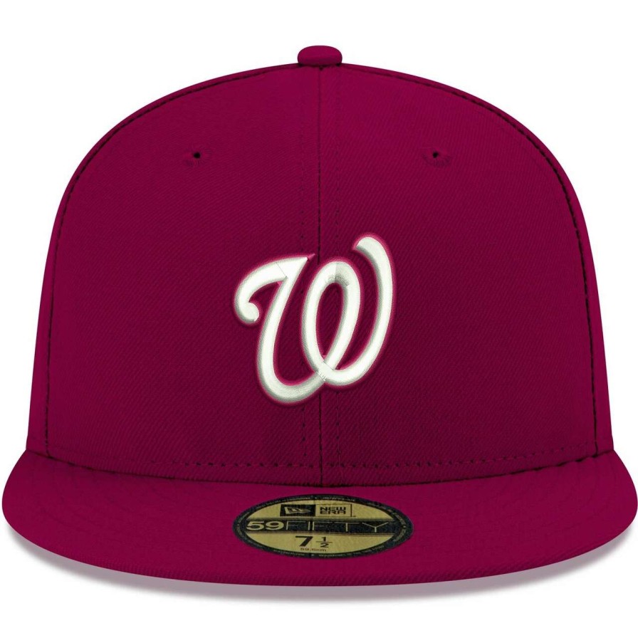 Team * | Men'S Washington Nationals New Era Cardinal White Logo 59Fifty Fitted Hat