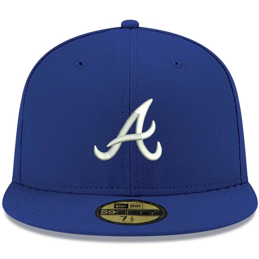 Team * | Men'S Atlanta Braves New Era Royal White Logo 59Fifty Fitted Hat