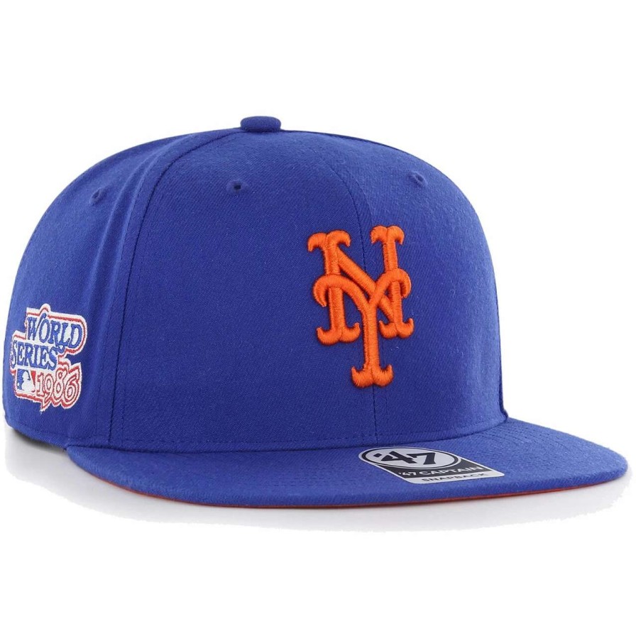 Team * | Men'S New York Mets '47 Royal 1986 World Series Sure Shot Captain Snapback Hat