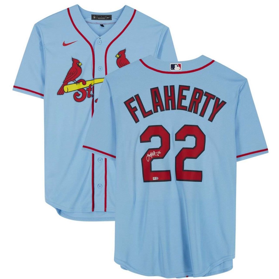 Collectibles & Memorabilia * | Autographed St. Louis Cardinals Jack Flaherty Fanatics Authentic Light Blue Nike Replica Jersey