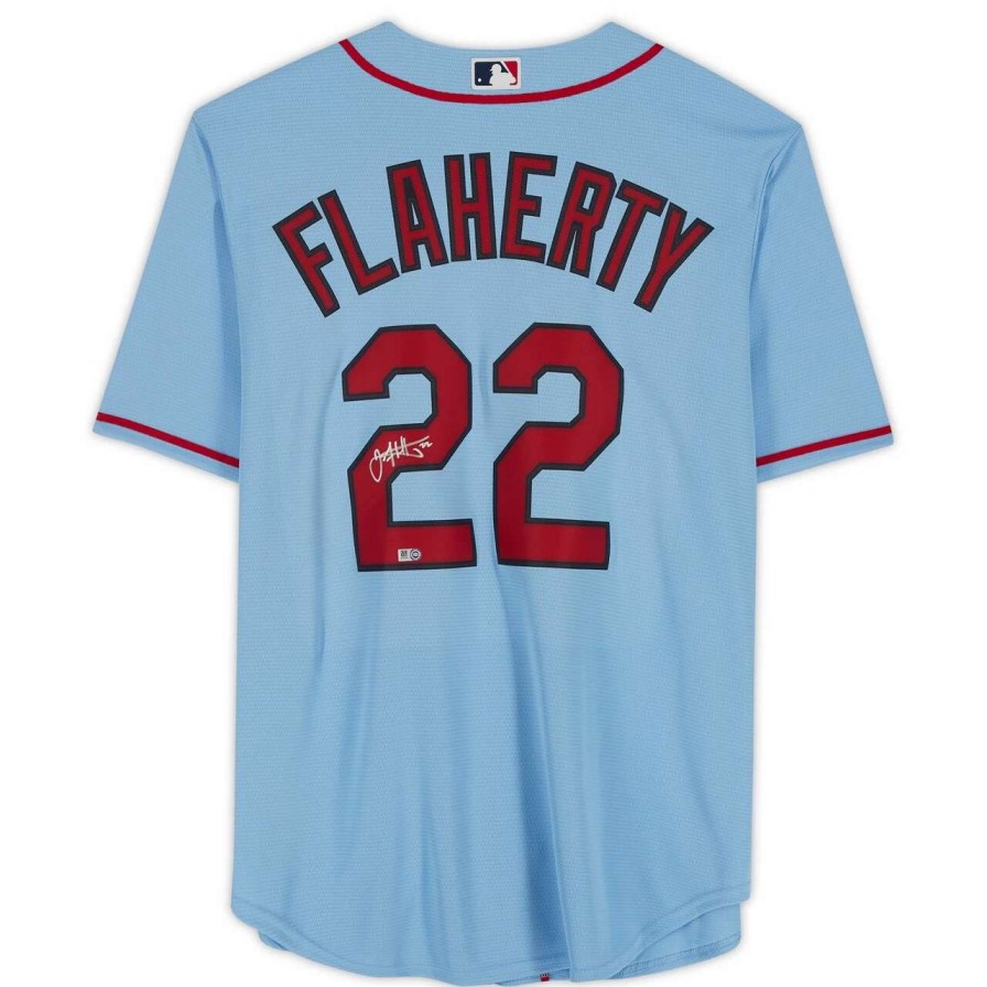 Collectibles & Memorabilia * | Autographed St. Louis Cardinals Jack Flaherty Fanatics Authentic Light Blue Nike Replica Jersey