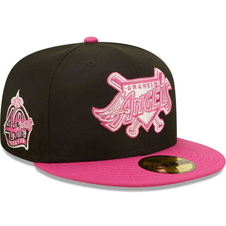 Team * | Men'S Los Angeles Angels New Era Black/Pink 40Th Season Passion 59Fifty Fitted Hat