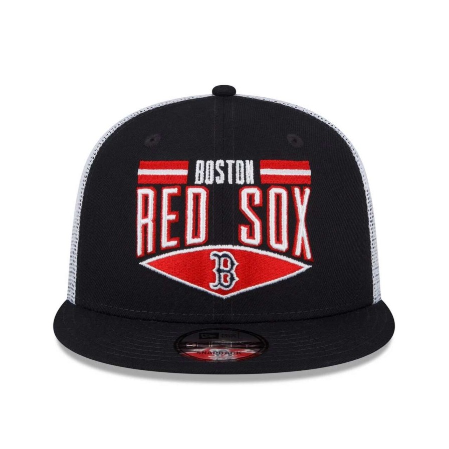 Team * | Men'S Boston Red Sox New Era Navy/White Base Trucker 9Fifty Snapback Hat