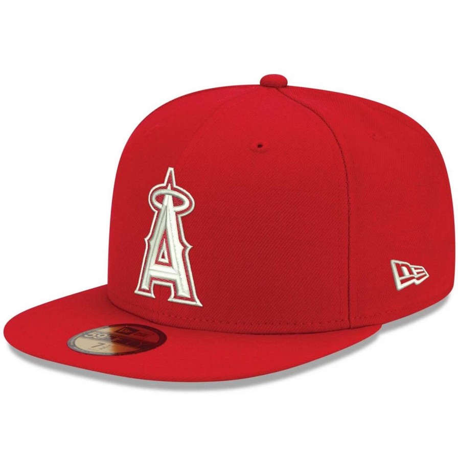 Team * | Men'S Los Angeles Angels New Era Red White Logo 59Fifty Fitted Hat