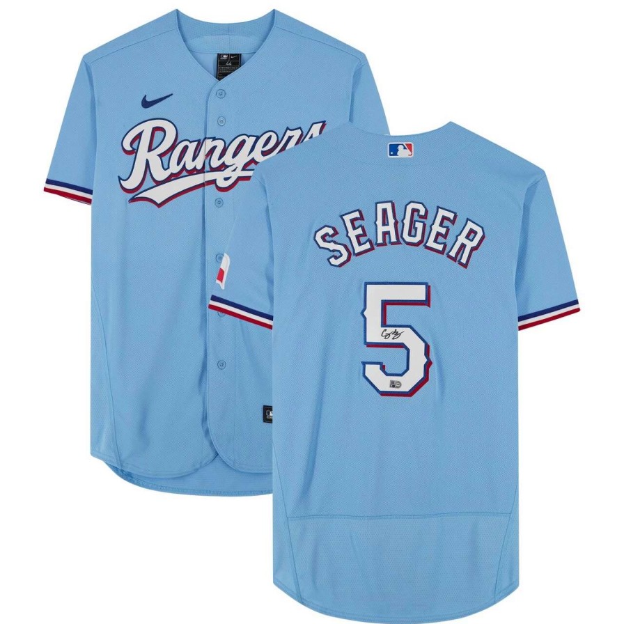 Collectibles & Memorabilia * | Autographed Texas Rangers Corey Seager Fanatics Authentic Blue Nike Authentic Jersey