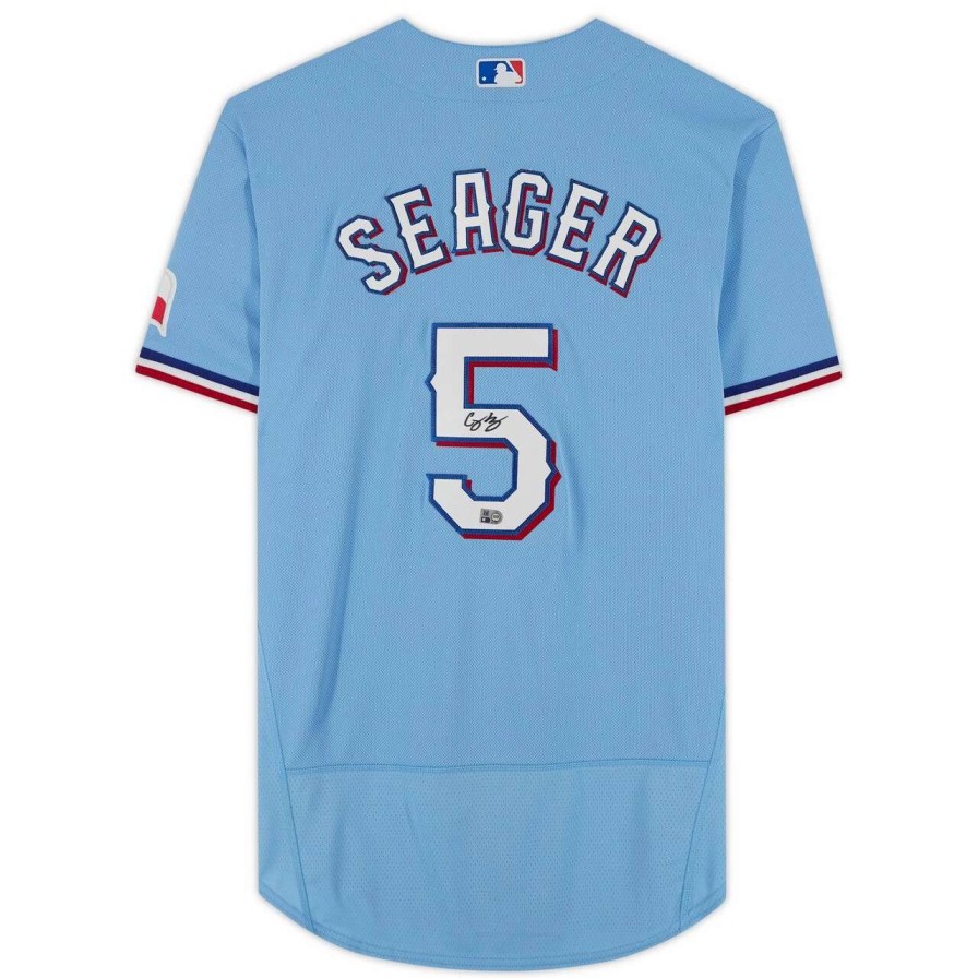 Collectibles & Memorabilia * | Autographed Texas Rangers Corey Seager Fanatics Authentic Blue Nike Authentic Jersey