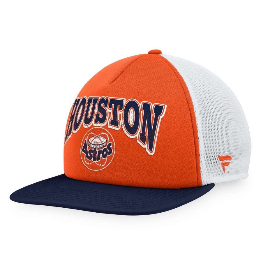 Team * | Men'S Houston Astros Fanatics Branded Orange/Navy Heritage Foam Front Trucker Snapback Hat