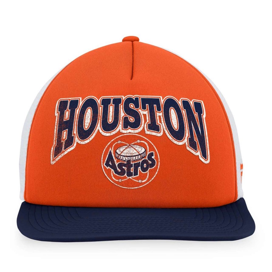 Team * | Men'S Houston Astros Fanatics Branded Orange/Navy Heritage Foam Front Trucker Snapback Hat