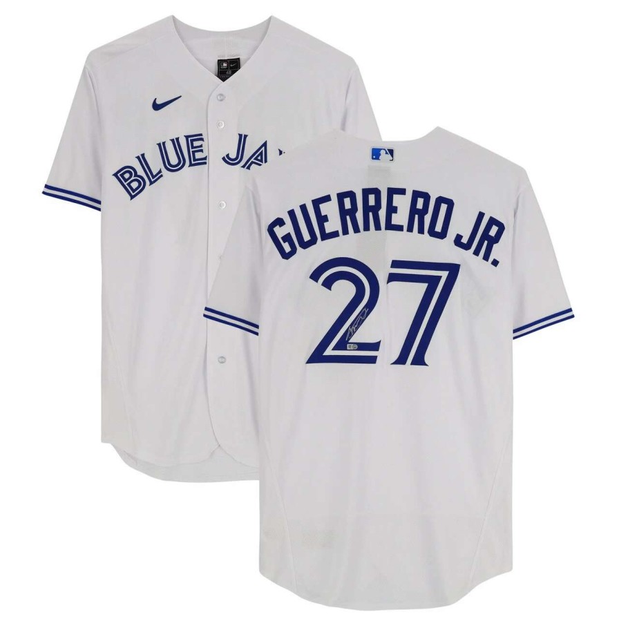 Collectibles & Memorabilia * | Autographed Toronto Blue Jays Vladimir Guerrero Jr. Topps White Nike Authentic Jersey