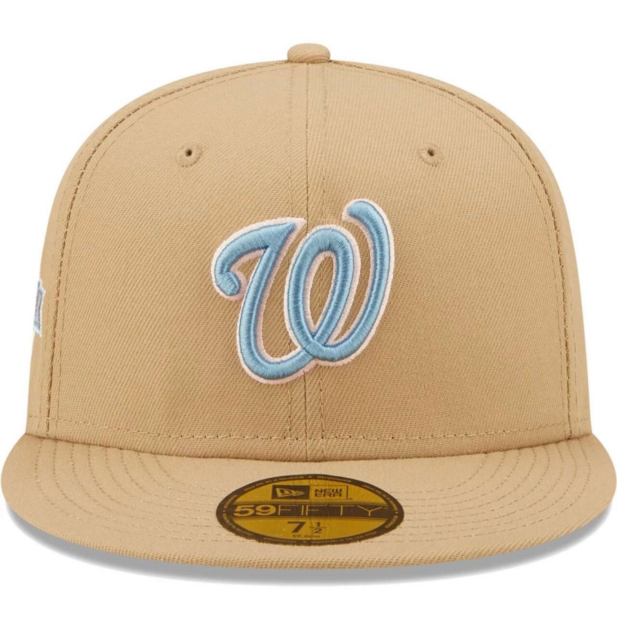 Team * | Men'S Washington Nationals New Era Tan 10Th Anniversary Sky Blue Undervisor 59Fifty Fitted Hat