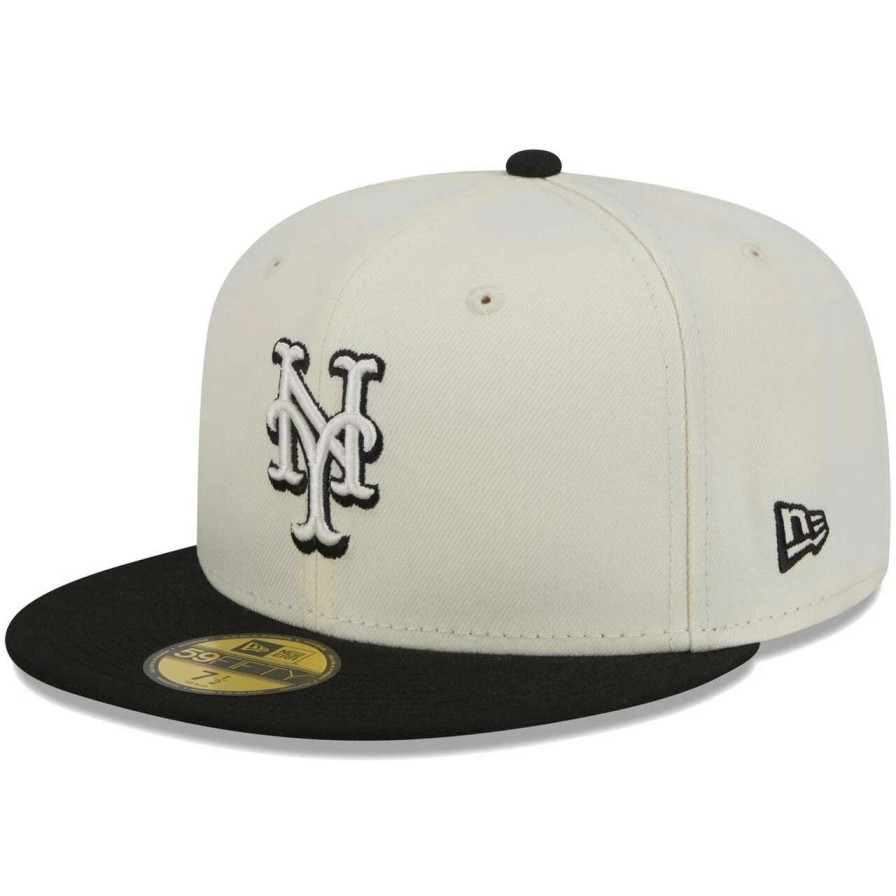 Team * | Men'S New York Mets New Era Stone/Black Chrome 59Fifty Fitted Hat