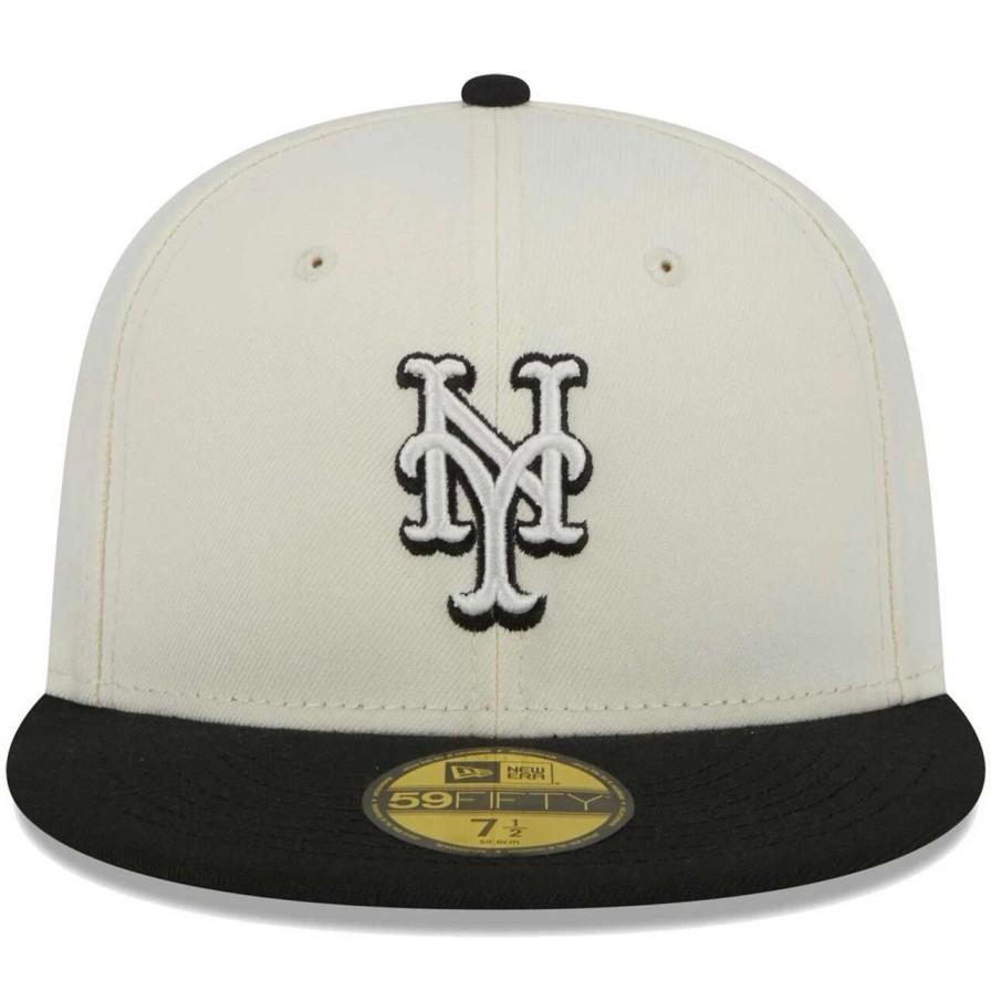 Team * | Men'S New York Mets New Era Stone/Black Chrome 59Fifty Fitted Hat