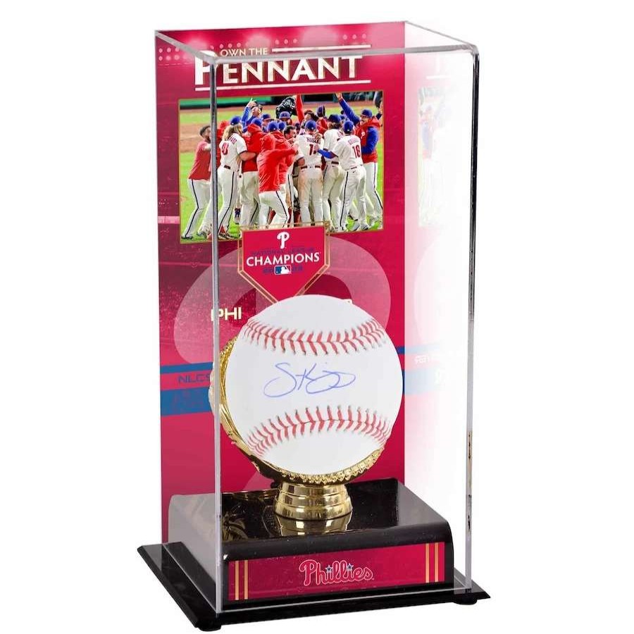 Collectibles & Memorabilia * | Autographed Philadelphia Phillies Scott Kingery Fanatics Authentic Baseball And 2022 National League Champions Sublimated Baseball Display Case