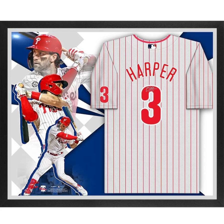 Collectibles & Memorabilia * | Autographed Philadelphia Phillies Bryce Harper Fanatics Authentic Framed White Nike Authentic Jersey Collage