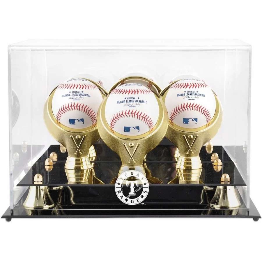 Collectibles & Memorabilia * | Texas Rangers Fanatics Authentic Golden Classic Three Baseball Logo Display Case