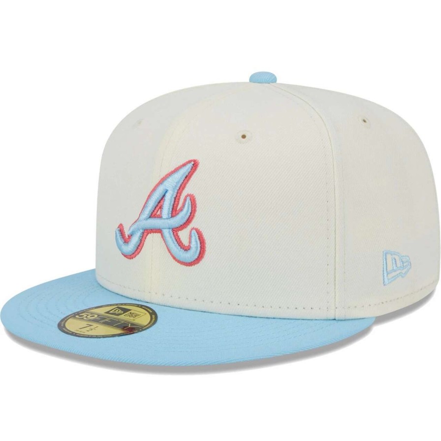 Team * | Men'S Atlanta Braves New Era Cream/Light Blue Spring Color Two-Tone 59Fifty Fitted Hat