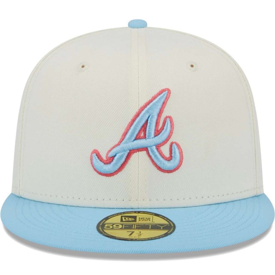 Team * | Men'S Atlanta Braves New Era Cream/Light Blue Spring Color Two-Tone 59Fifty Fitted Hat