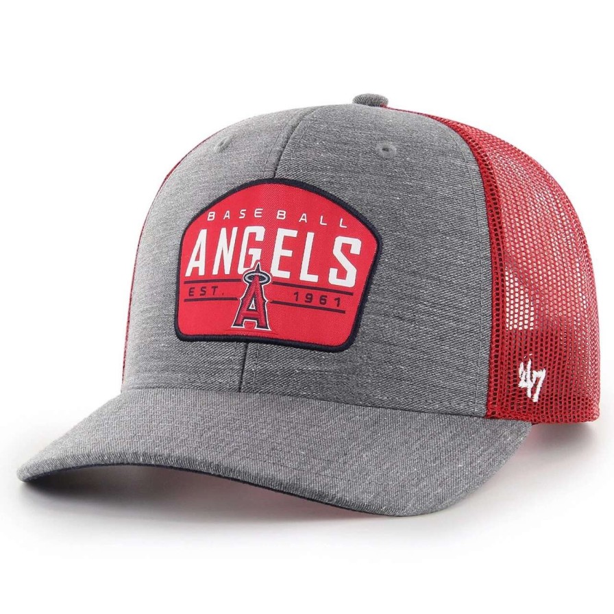 Team * | Men'S Los Angeles Angels '47 Charcoal Slate Trucker Snapback Hat