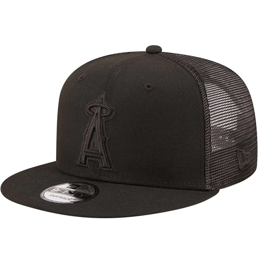 Team * | Men'S Los Angeles Angels New Era Blackout Trucker 9Fifty Snapback Hat