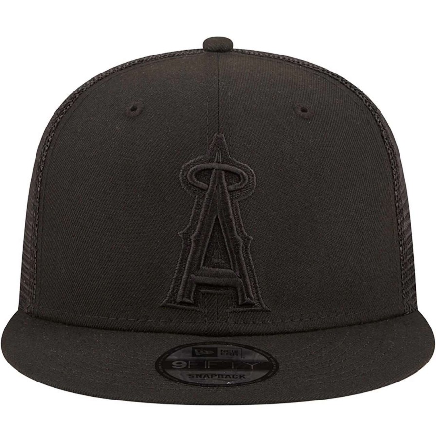 Team * | Men'S Los Angeles Angels New Era Blackout Trucker 9Fifty Snapback Hat