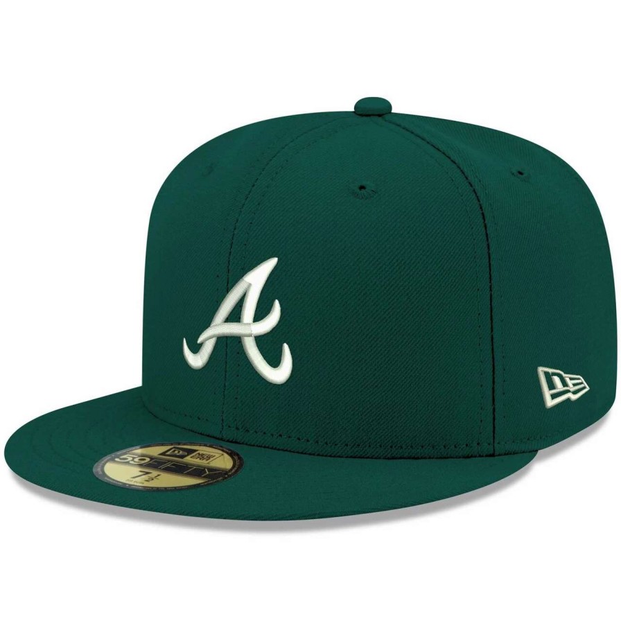 Team * | Men'S Atlanta Braves New Era Green White Logo 59Fifty Fitted Hat