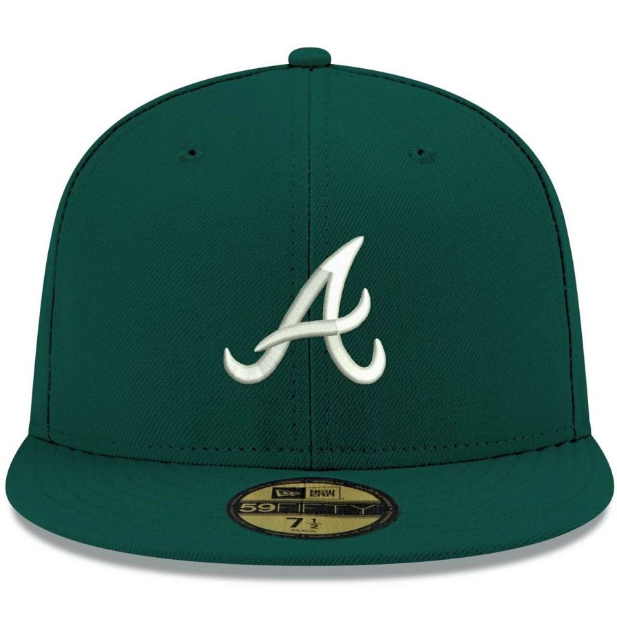 Team * | Men'S Atlanta Braves New Era Green White Logo 59Fifty Fitted Hat