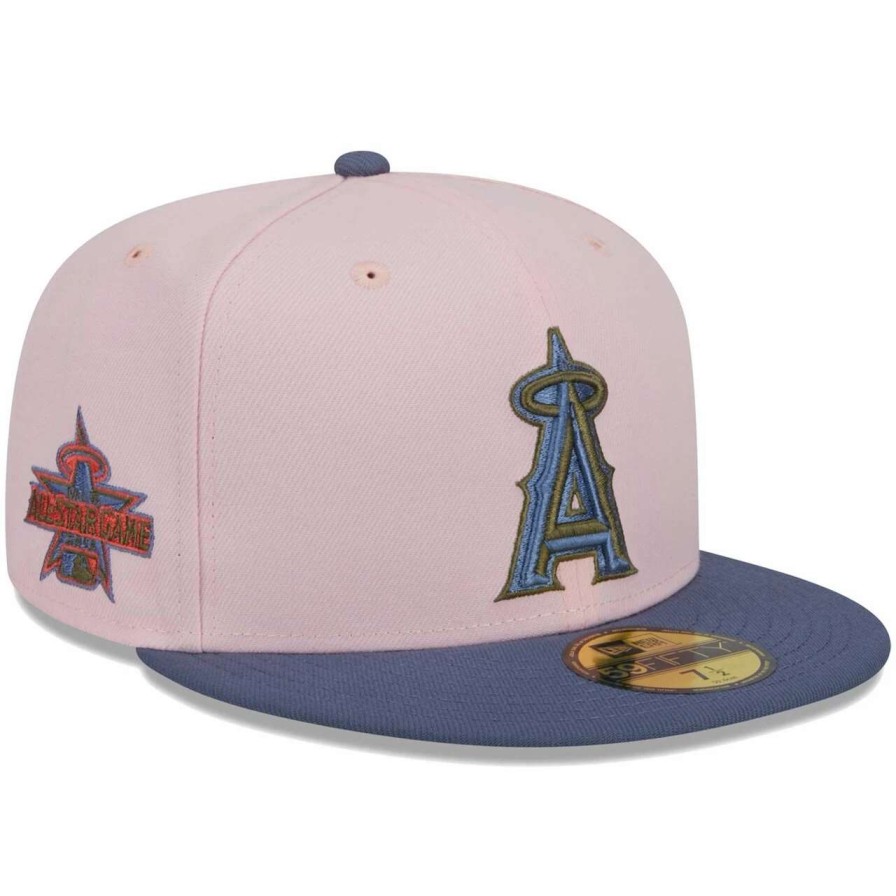 Team * | Men'S Los Angeles Angels New Era Pink/Blue Olive Undervisor 59Fifty Fitted Hat