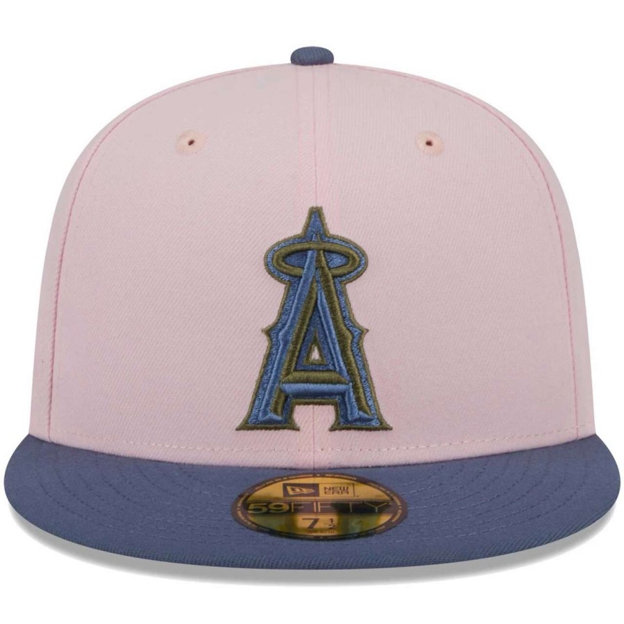 Team * | Men'S Los Angeles Angels New Era Pink/Blue Olive Undervisor 59Fifty Fitted Hat