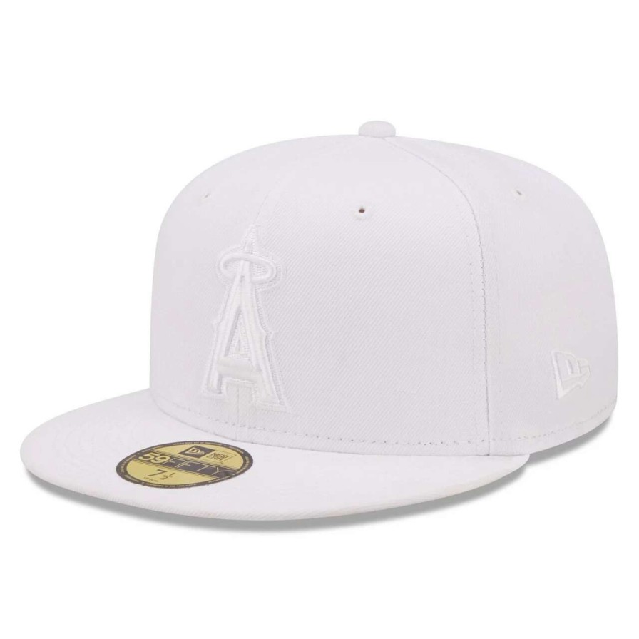 Team * | Men'S Los Angeles Angels New Era White On White 59Fifty Fitted Hat