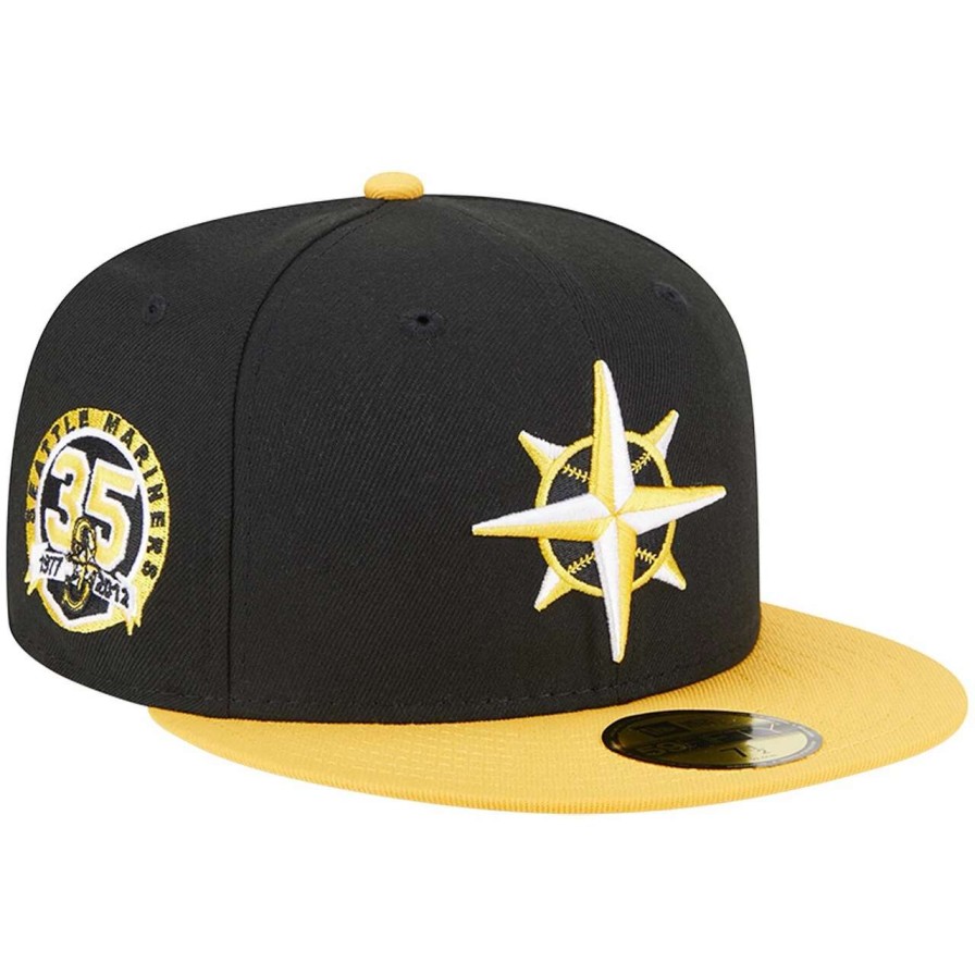 Team * | Men'S Seattle Mariners New Era Black/Gold 59Fifty Fitted Hat