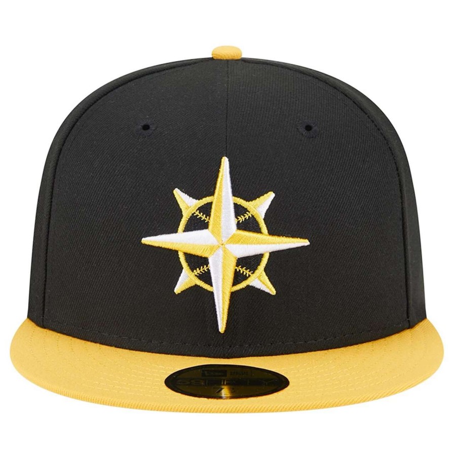 Team * | Men'S Seattle Mariners New Era Black/Gold 59Fifty Fitted Hat