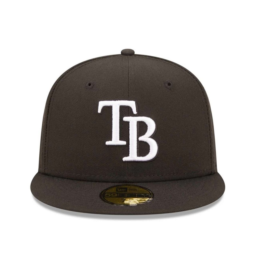 Team * | Men'S Tampa Bay Rays New Era Black Team Logo 59Fifty Fitted Hat