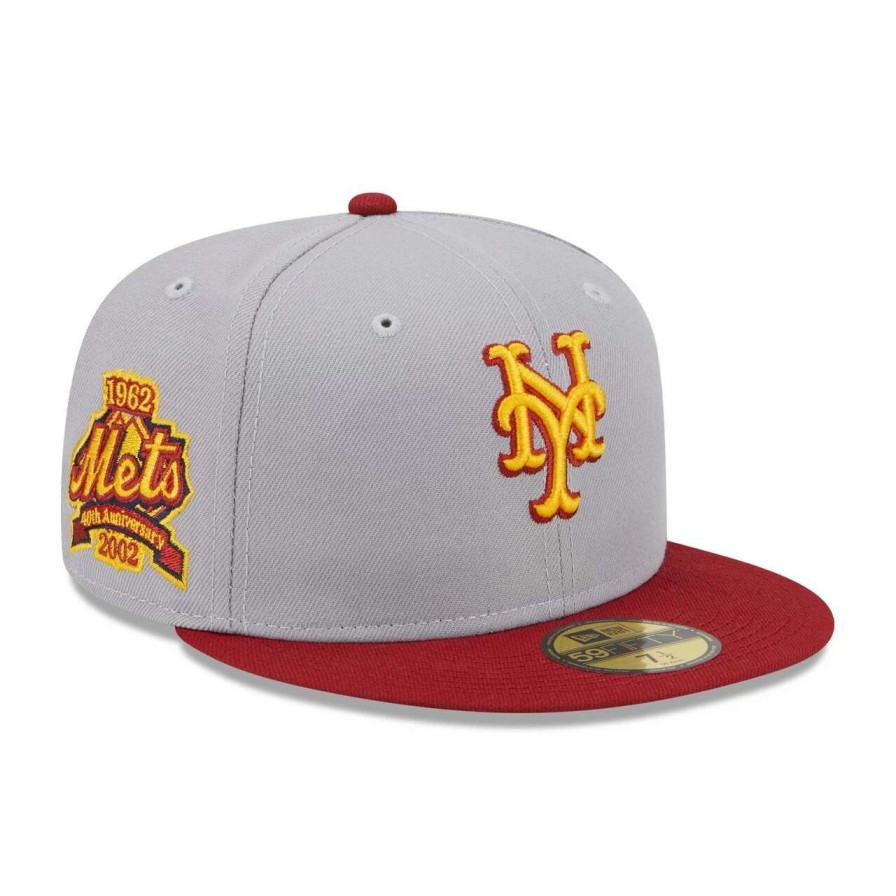 Team * | Men'S New York Mets New Era Gray/Red Navy Undervisor 59Fifty Fitted Hat