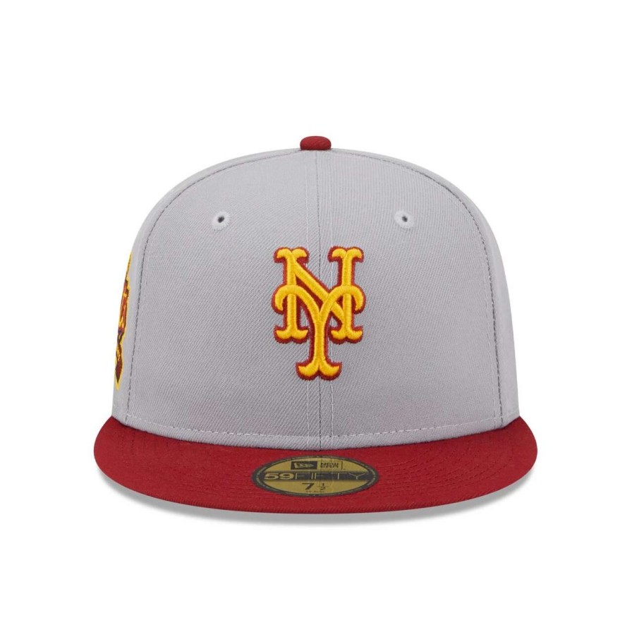 Team * | Men'S New York Mets New Era Gray/Red Navy Undervisor 59Fifty Fitted Hat