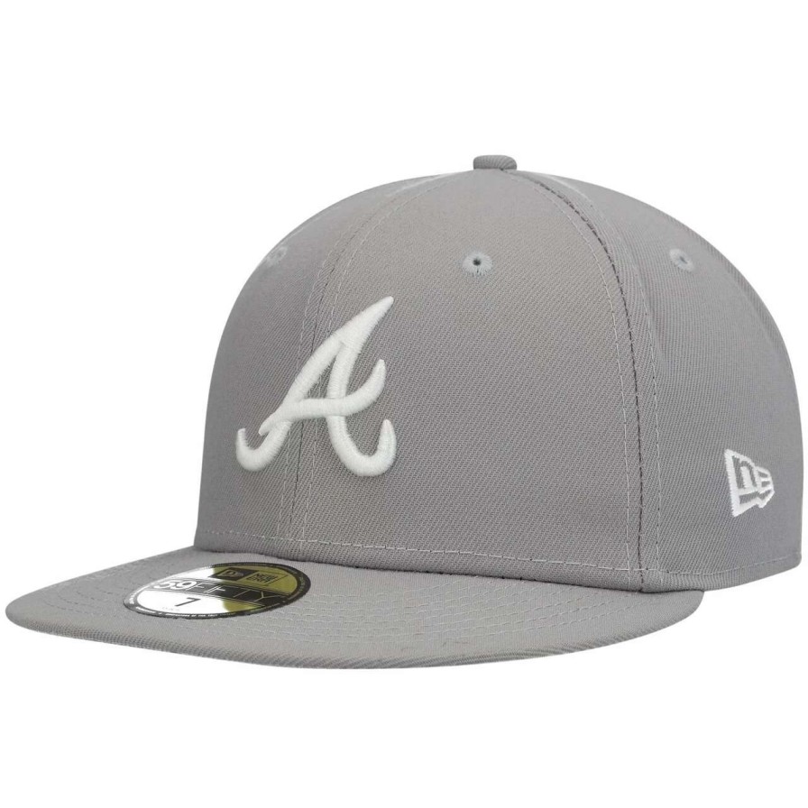 Team * | Men'S Atlanta Braves New Era Gray White Logo 59Fifty Fitted Hat