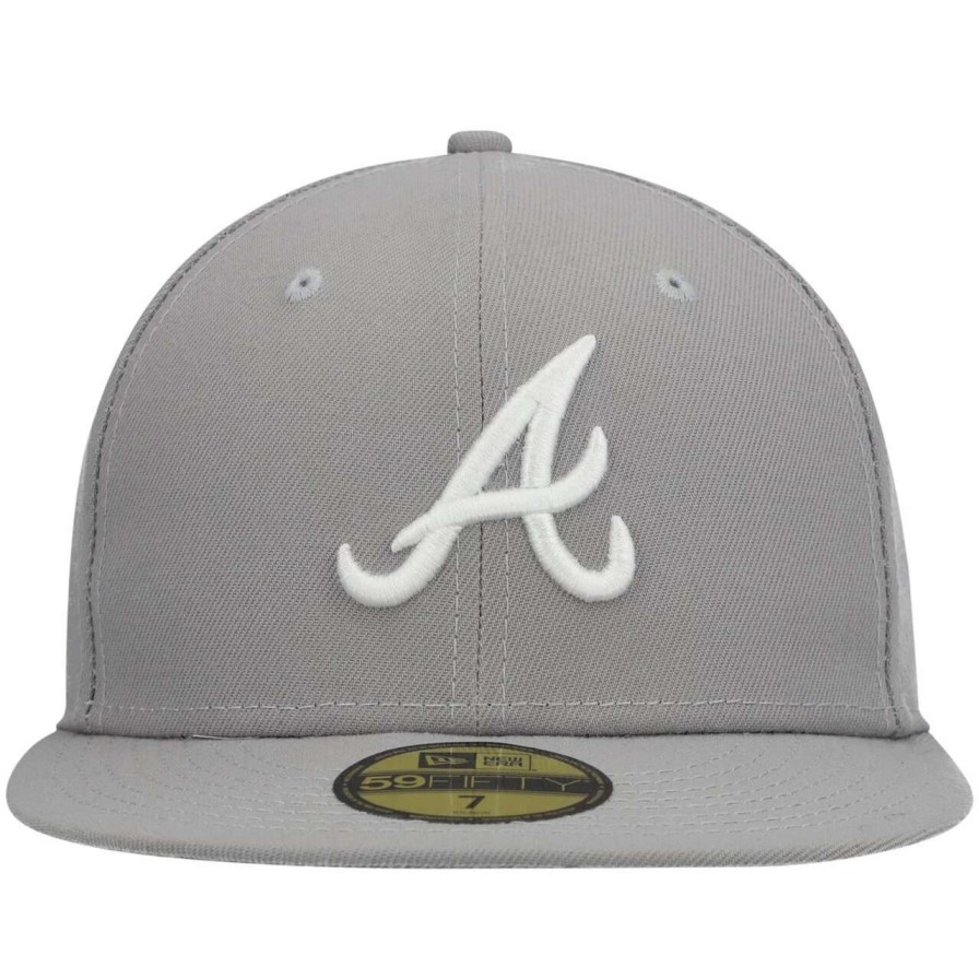 Team * | Men'S Atlanta Braves New Era Gray White Logo 59Fifty Fitted Hat