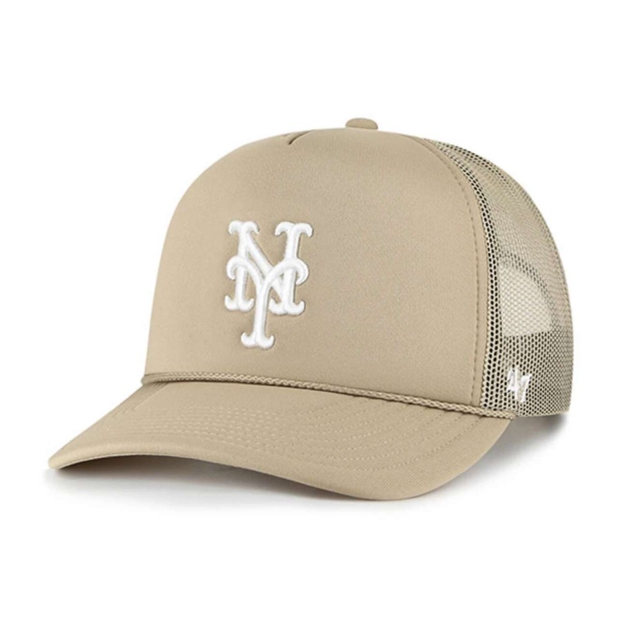 Team * | Men'S New York Mets '47 Khaki Foamo Trucker Snapback Hat